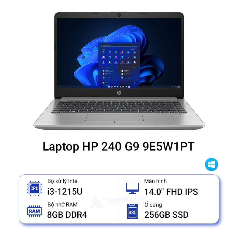 Laptop HP 240 G9 9E5W1PT (Core i3 1215U/ 8GB/ 256GB SSD/ Intel UHD Graphics/ 14.0inch Full HD/ Windows 11 Home/ Silver)