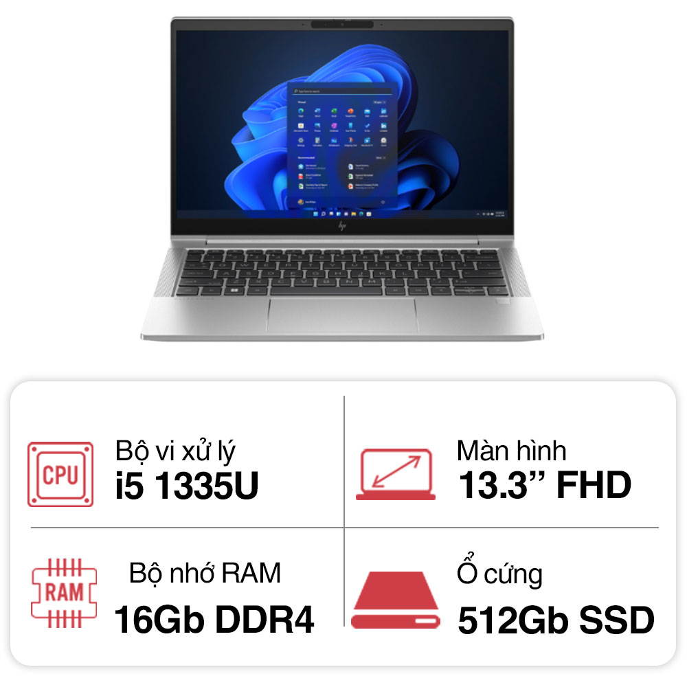 HP Elitebook 630 G10 i5-1335U/ 16G/ 512GSSD/ 13.3FHD/ FP/ WL/ BT/ 3C42WHr/ ALU/ W11SL/LED_KB/BẠC
